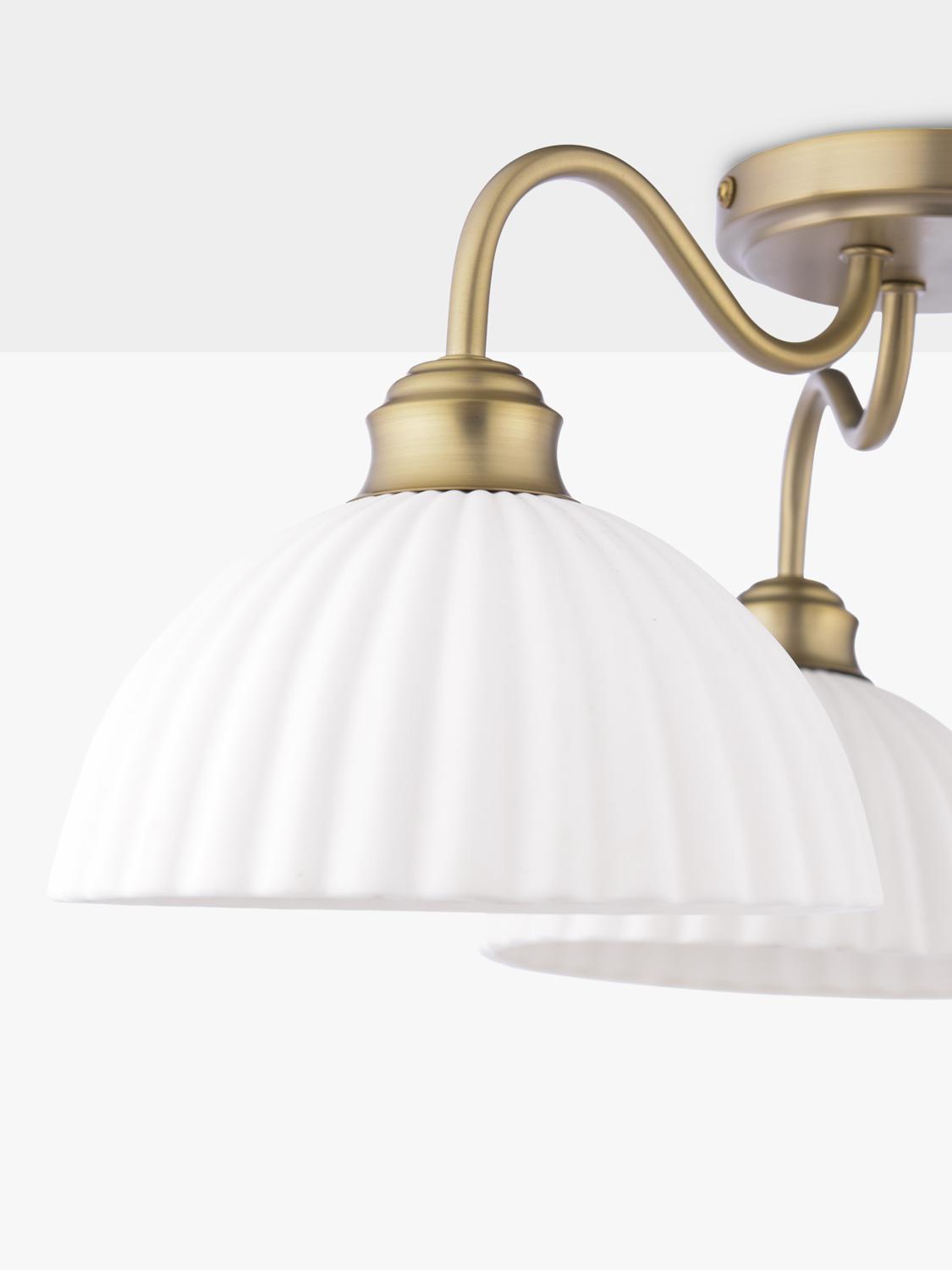 Laura Ashley Durford 3 arm semi-flush ceiling light in metallic bronze, imported from the UK