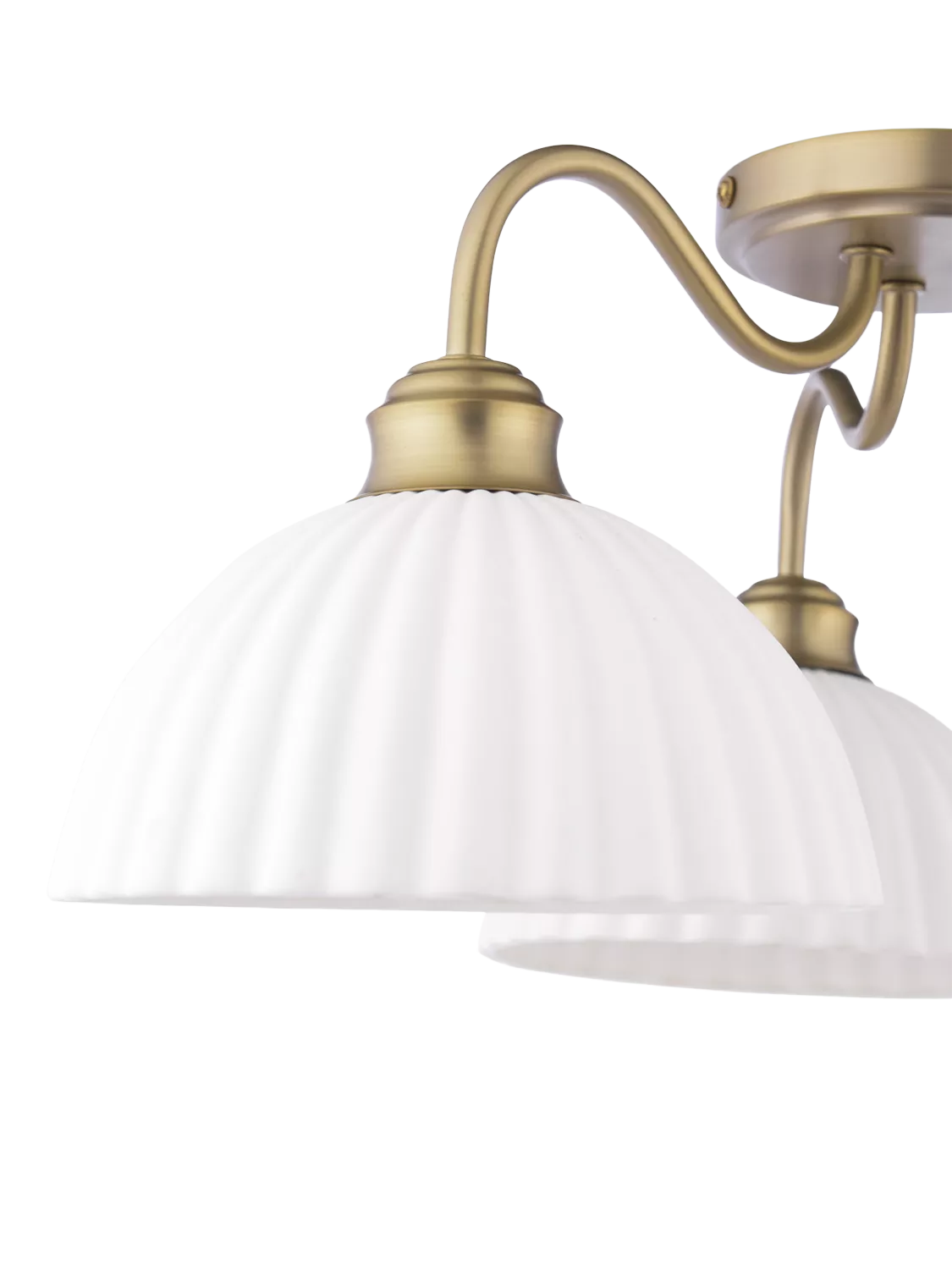 Laura Ashley Durford 3 arm semi-flush ceiling light in metallic bronze, imported from the UK