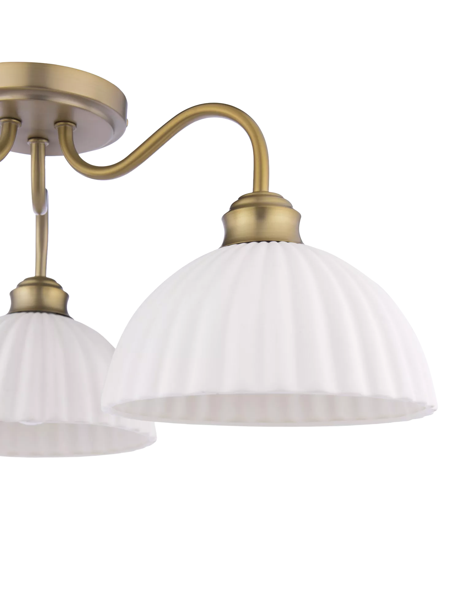 Laura Ashley Durford 3 arm semi-flush ceiling light in metallic bronze, imported from the UK