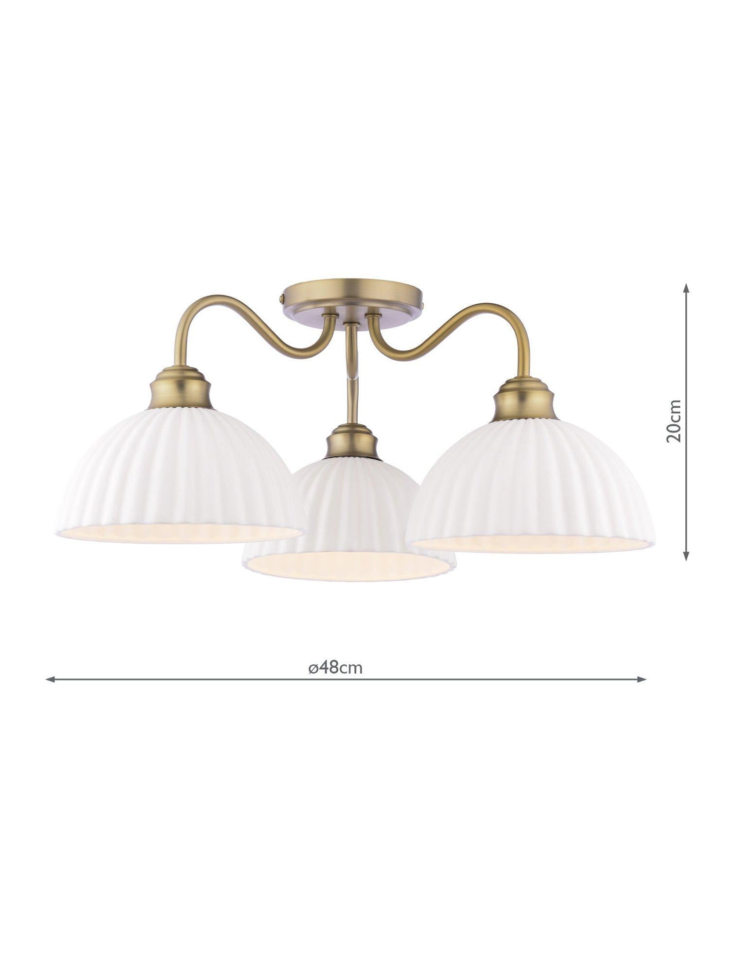 Laura Ashley Durford 3 arm semi-flush ceiling light in metallic bronze, imported from the UK