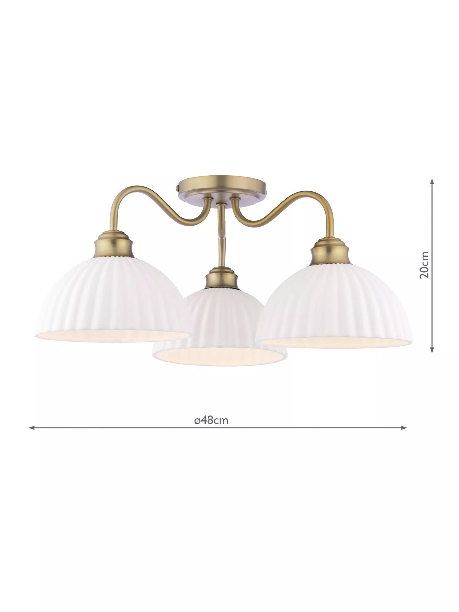 Laura Ashley Durford 3 arm semi-flush ceiling light in metallic bronze, imported from the UK