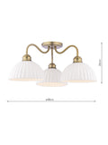 Laura Ashley Durford 3 arm semi-flush ceiling light in metallic bronze, imported from the UK