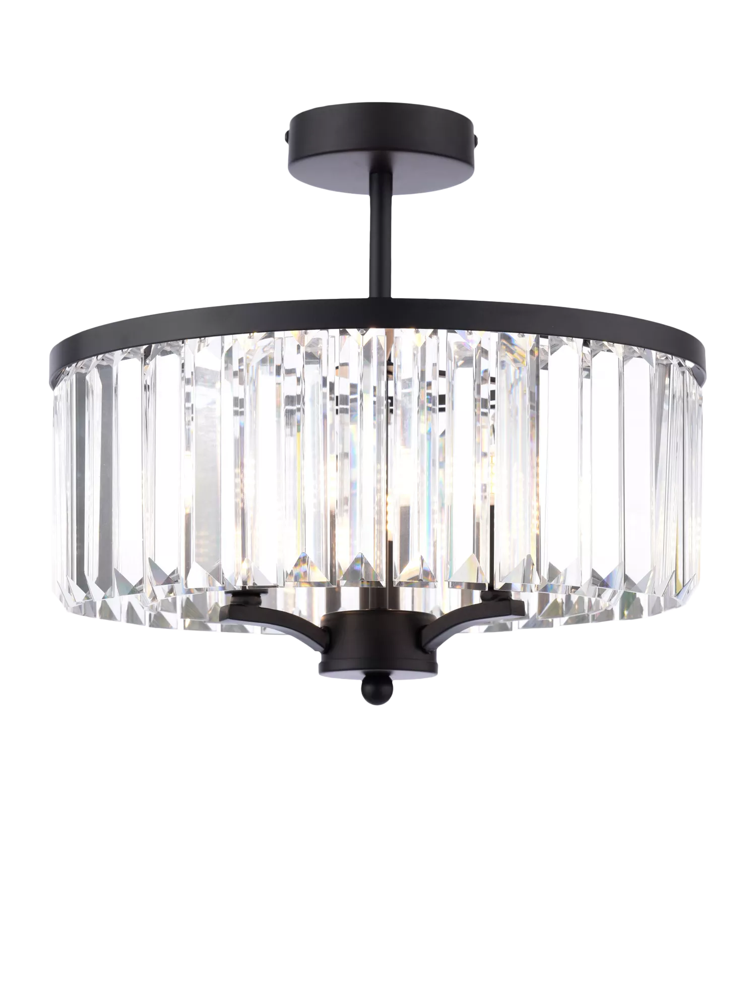 Laura Ashley Elkwood semi-flush chandelier black clear glass - British product