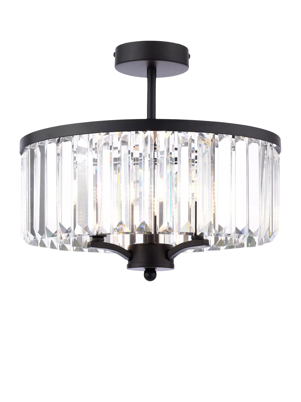 Laura Ashley Elkwood semi-flush chandelier black clear glass - British product