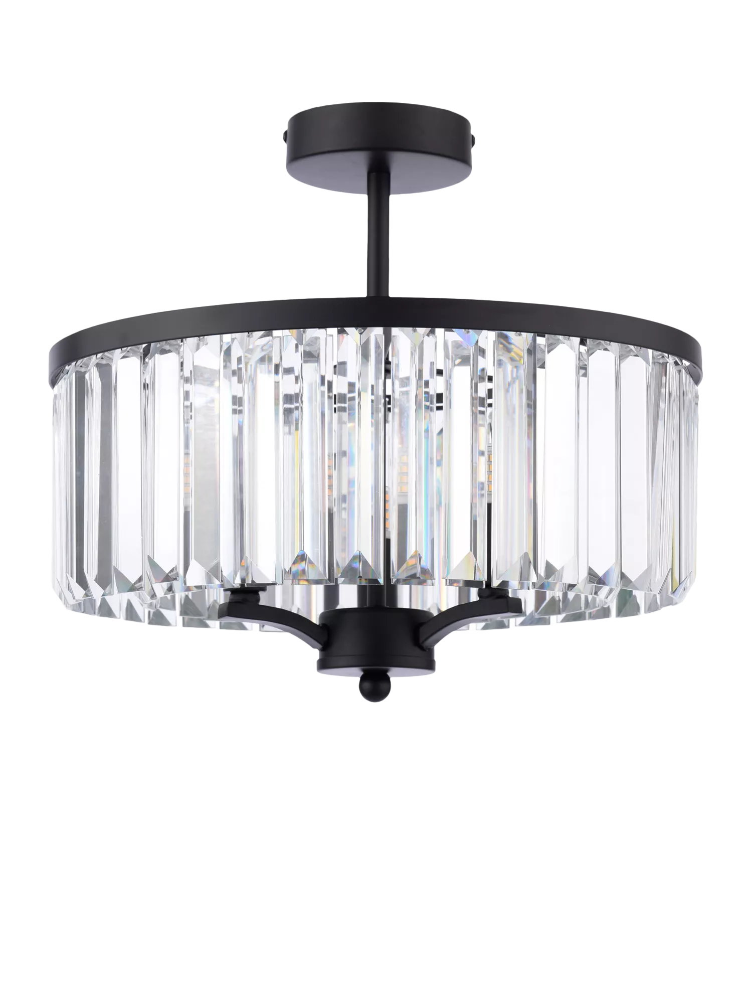 Laura Ashley Elkwood semi-flush chandelier black clear glass - British product