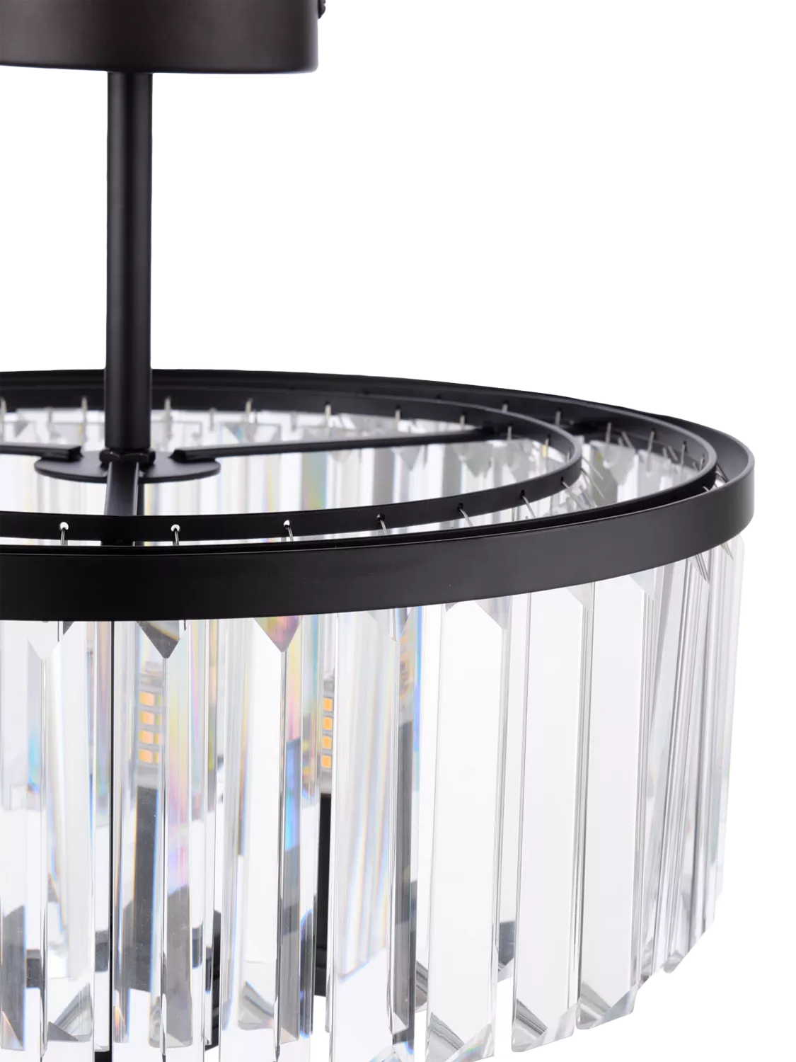 Laura Ashley Elkwood semi-flush chandelier black clear glass - British product