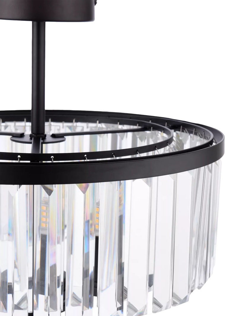 Laura Ashley Elkwood semi-flush chandelier black clear glass - British product