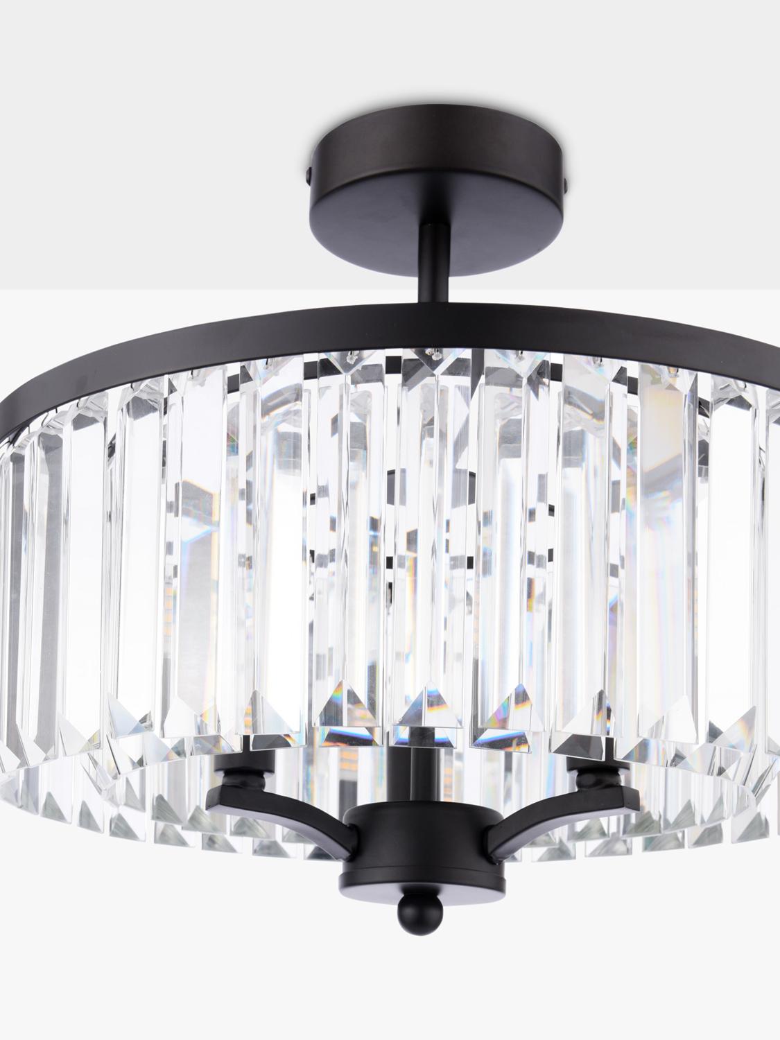Laura Ashley Elkwood semi-flush chandelier black clear glass - British product