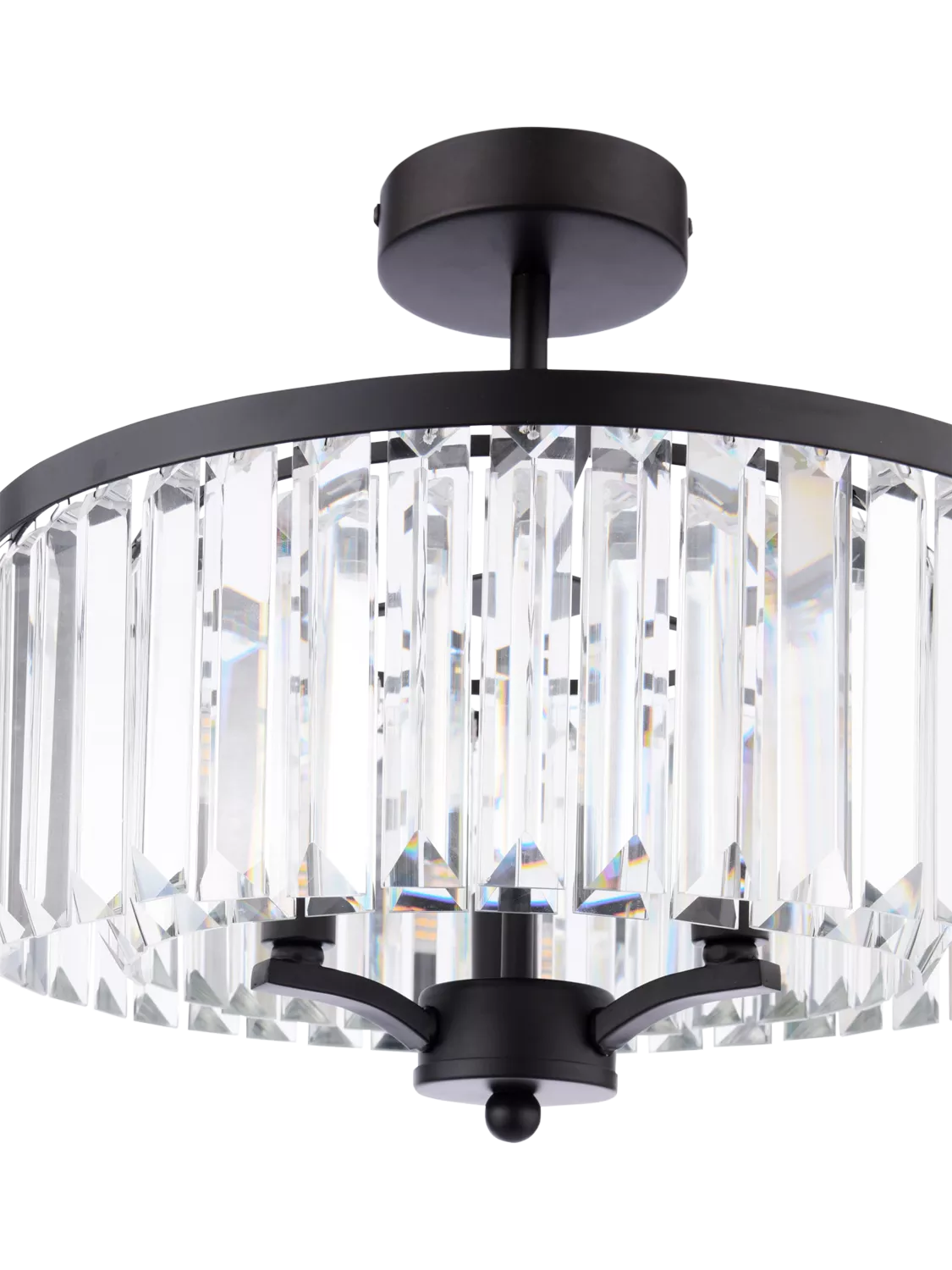 Laura Ashley Elkwood semi-flush chandelier black clear glass - British product