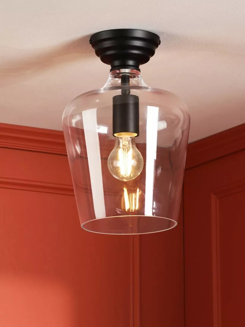 Laura Ashley Ockley semi-flush ceiling light black, UK version