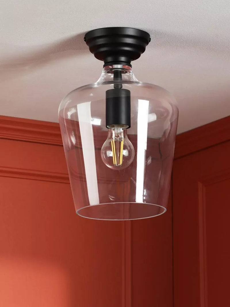Laura Ashley Ockley semi-flush ceiling light black, UK version