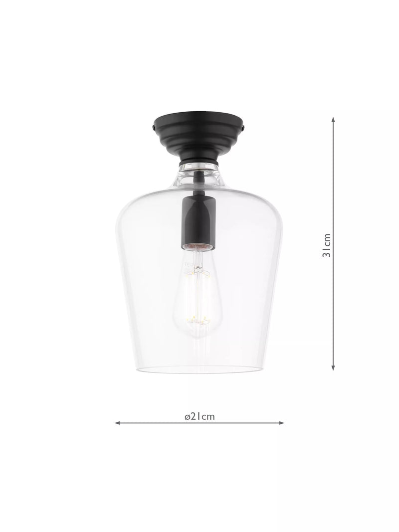 Laura Ashley Ockley semi-flush ceiling light black, UK version