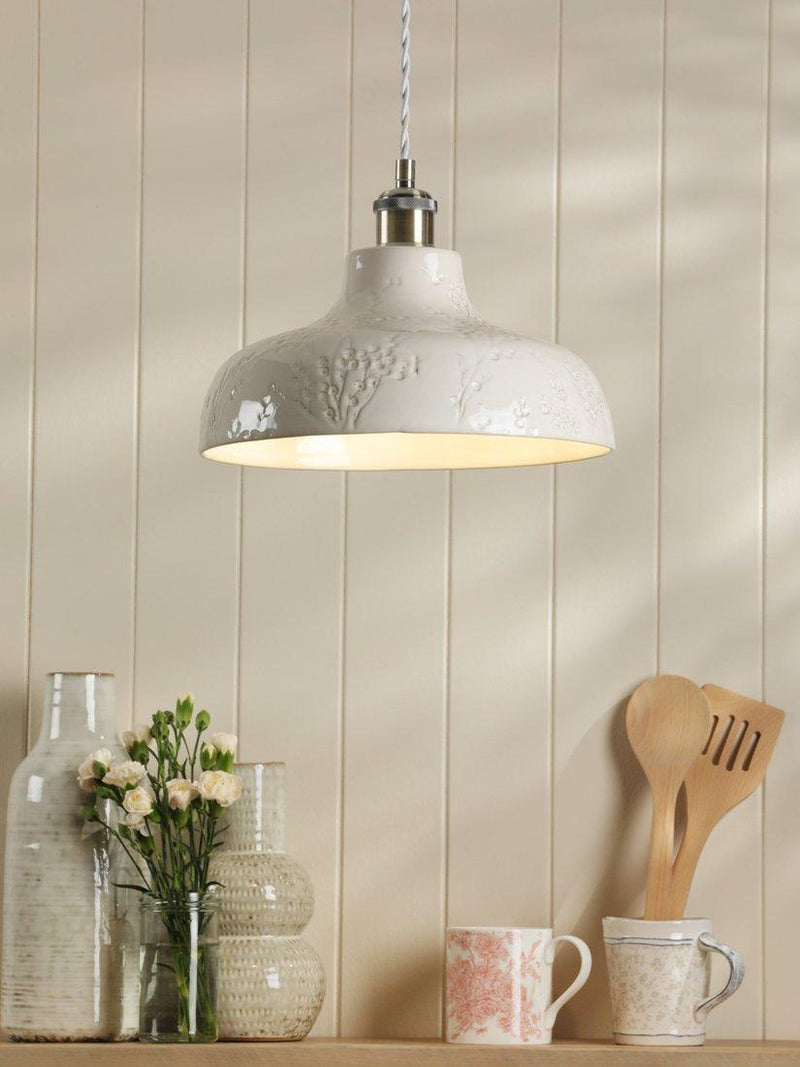 Laura Ashley Pussy Willow ceramic pendant light (British brand)