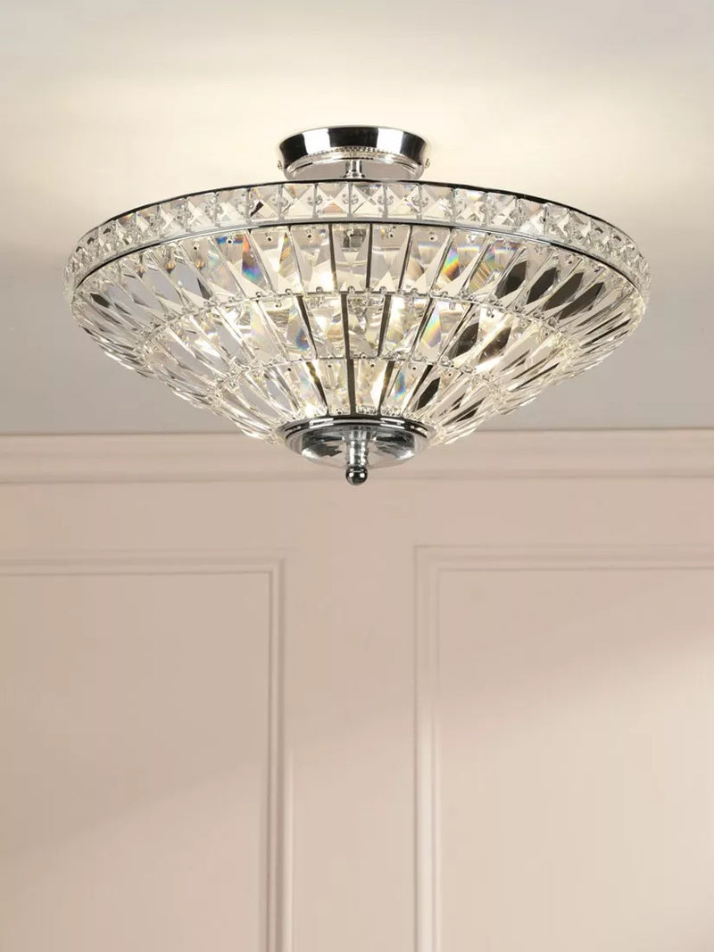 Laura Ashley Vienna crystal uplighter flush ceiling light, UK version