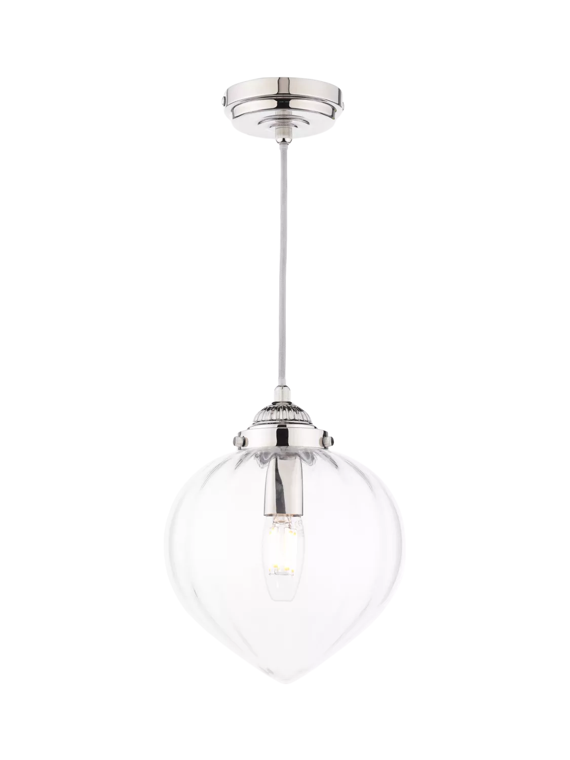 Laura Ashley Whitham pendant ceiling light in polished nickel, imported from the UK