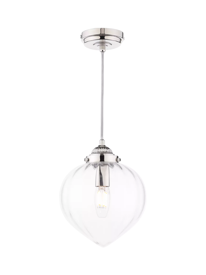 Laura Ashley Whitham pendant ceiling light in polished nickel, imported from the UK