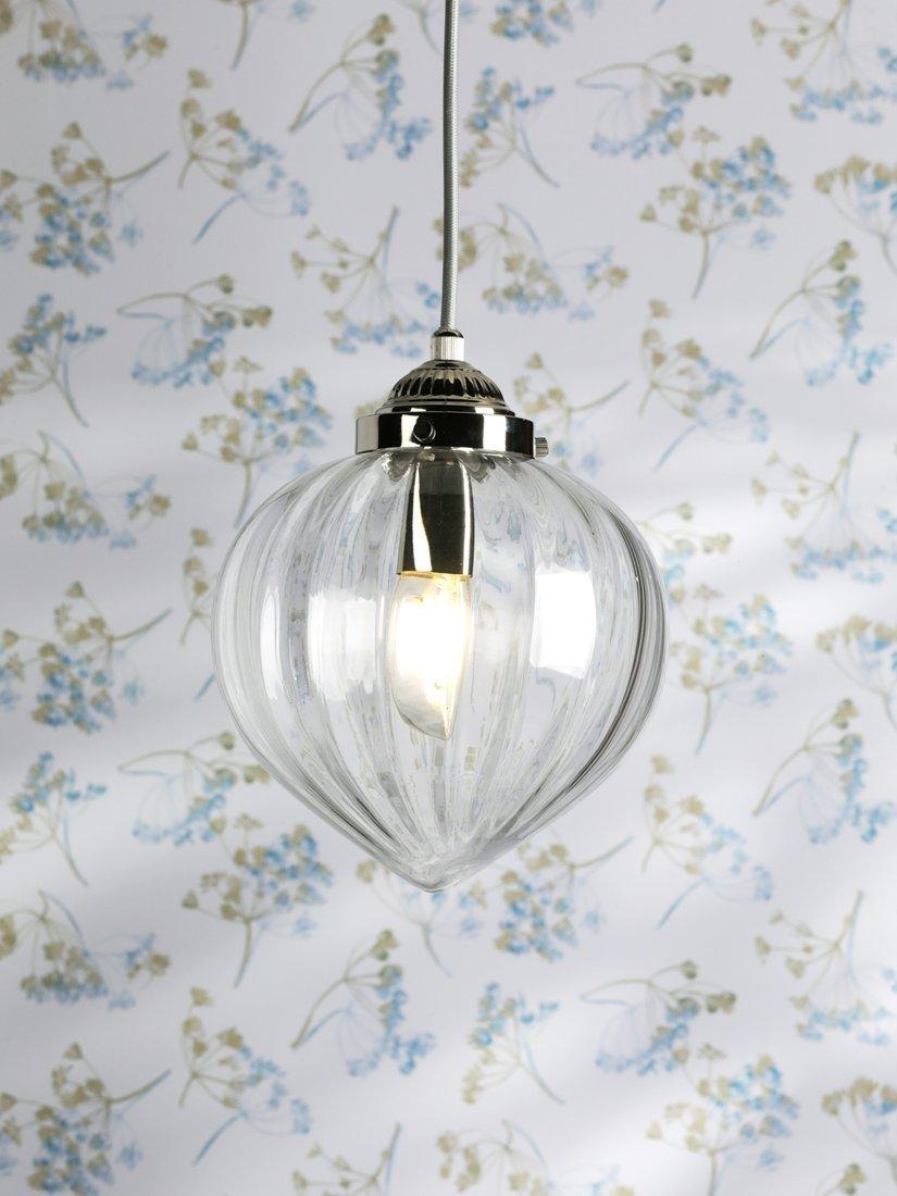 Laura Ashley Whitham pendant ceiling light in polished nickel, imported from the UK