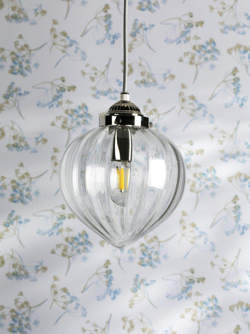Laura Ashley Whitham pendant ceiling light in polished nickel, imported from the UK