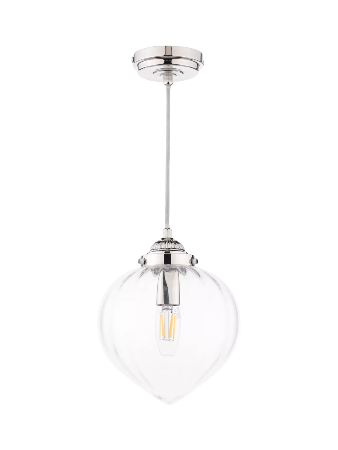 Laura Ashley Whitham pendant ceiling light in polished nickel, imported from the UK