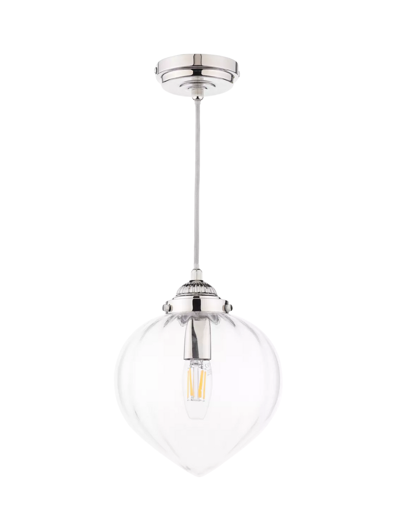Laura Ashley Whitham pendant ceiling light in polished nickel, imported from the UK