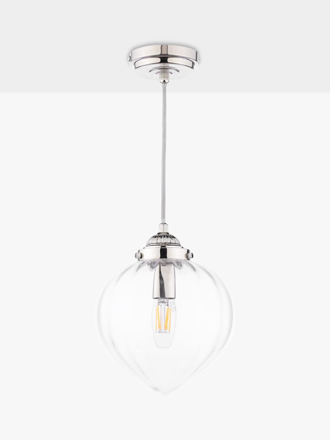 Laura Ashley Whitham pendant ceiling light in polished nickel, imported from the UK