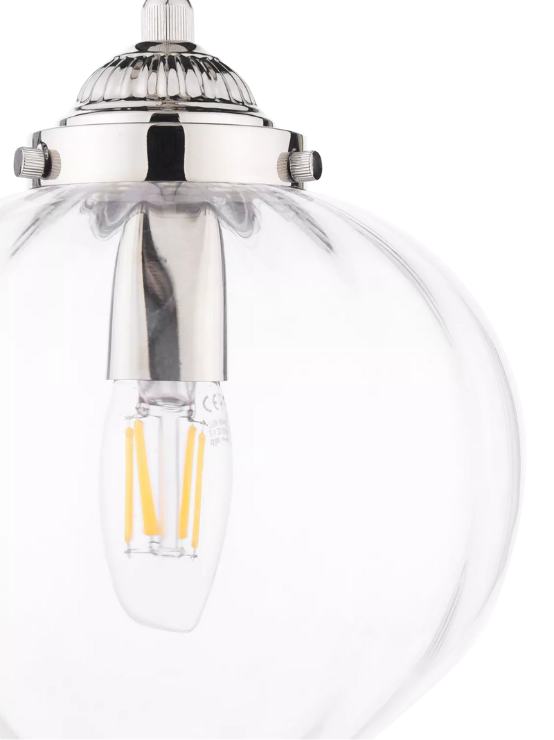 Laura Ashley Whitham pendant ceiling light in polished nickel, imported from the UK