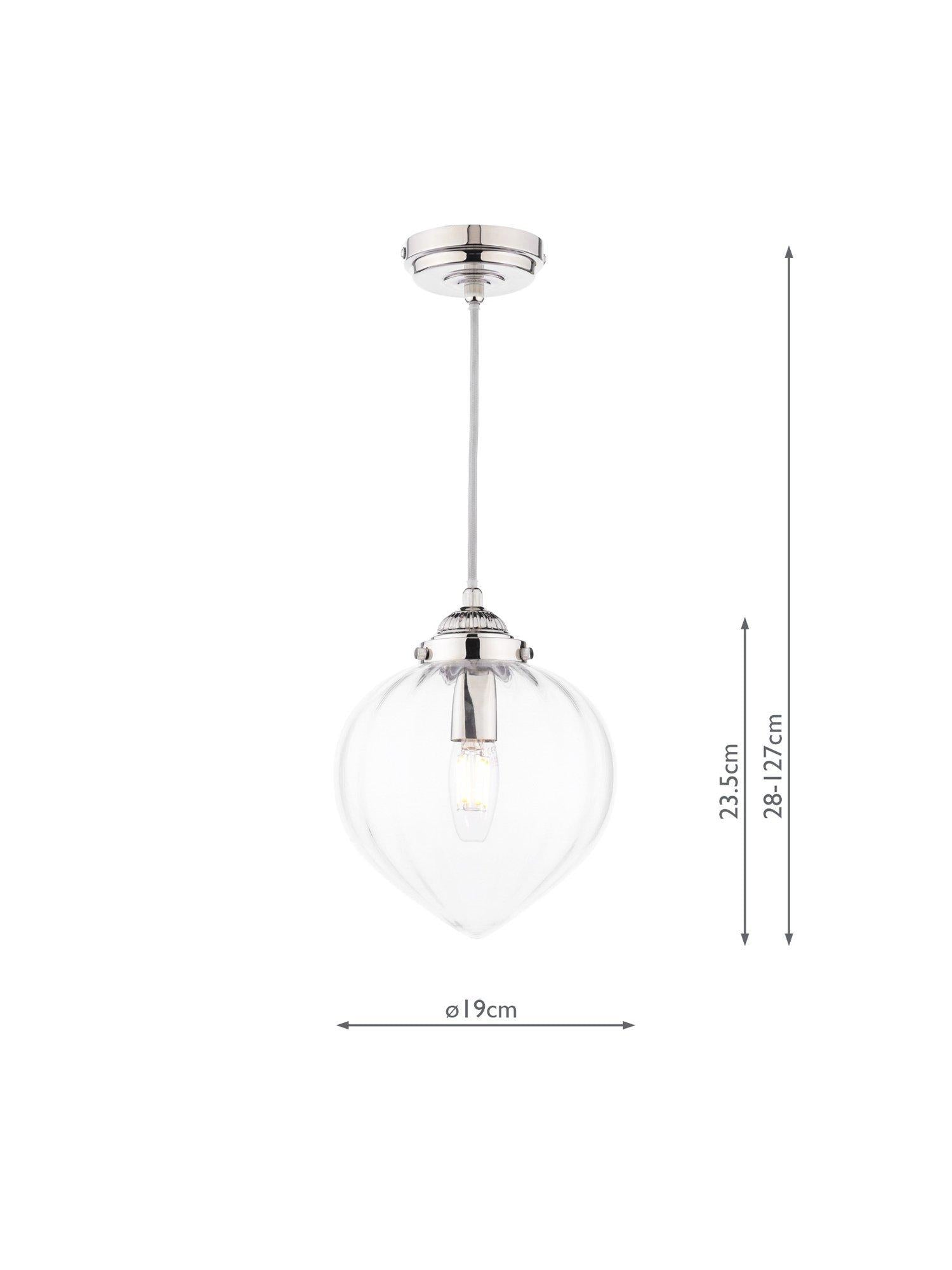 Laura Ashley Whitham pendant ceiling light in polished nickel, imported from the UK