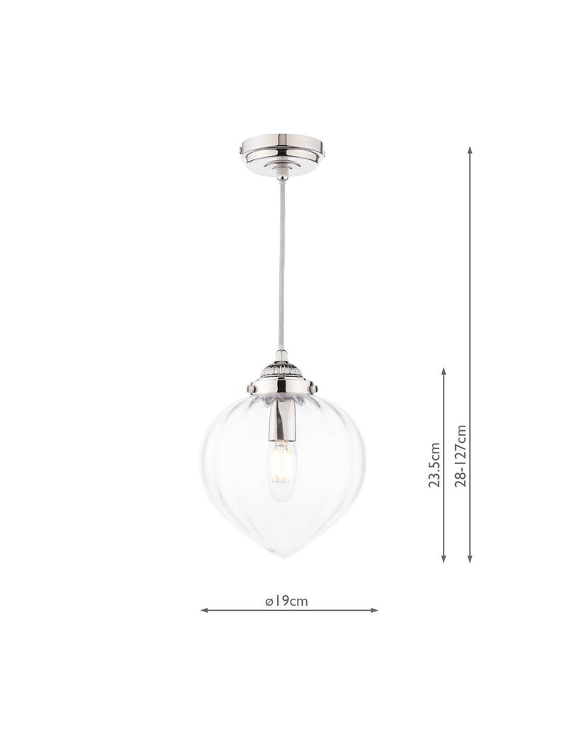 Laura Ashley Whitham pendant ceiling light in polished nickel, imported from the UK