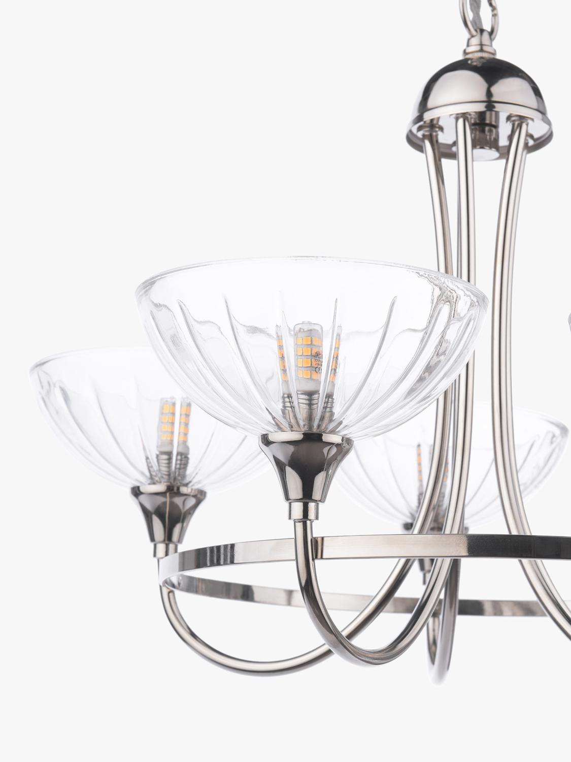 Laura Ashley Wellham five-arm chandelier polished nickel (British brand)