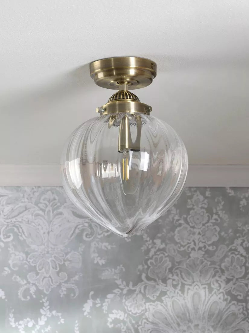 Laura Ashley Whitham semi-flush ceiling light metallic brass (British brand)