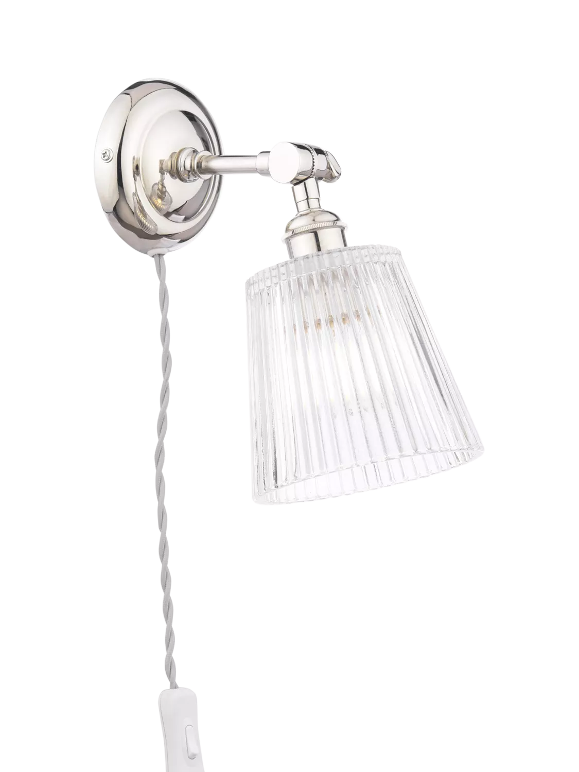 Laura Ashley Callaghan wall light in polished nickel and clear glass, UK version