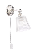 Laura Ashley Callaghan wall light in polished nickel and clear glass, UK version