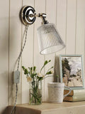 Laura Ashley Callaghan wall light in polished nickel and clear glass, UK version