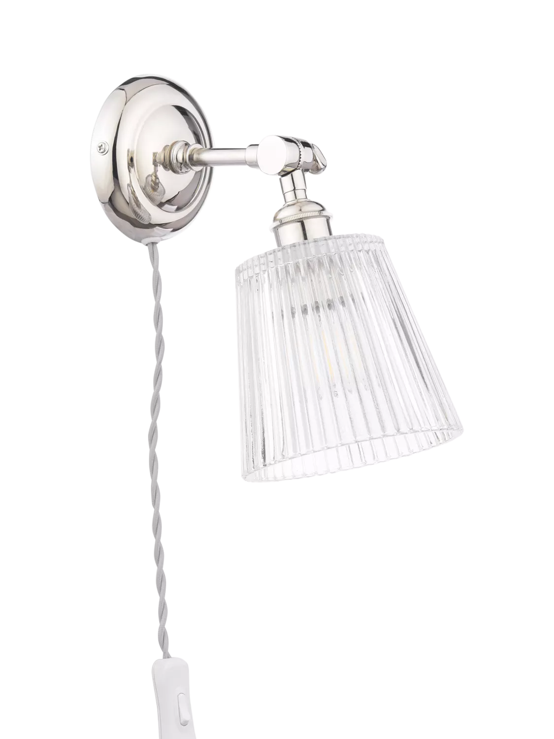 Laura Ashley Callaghan wall light in polished nickel and clear glass, UK version