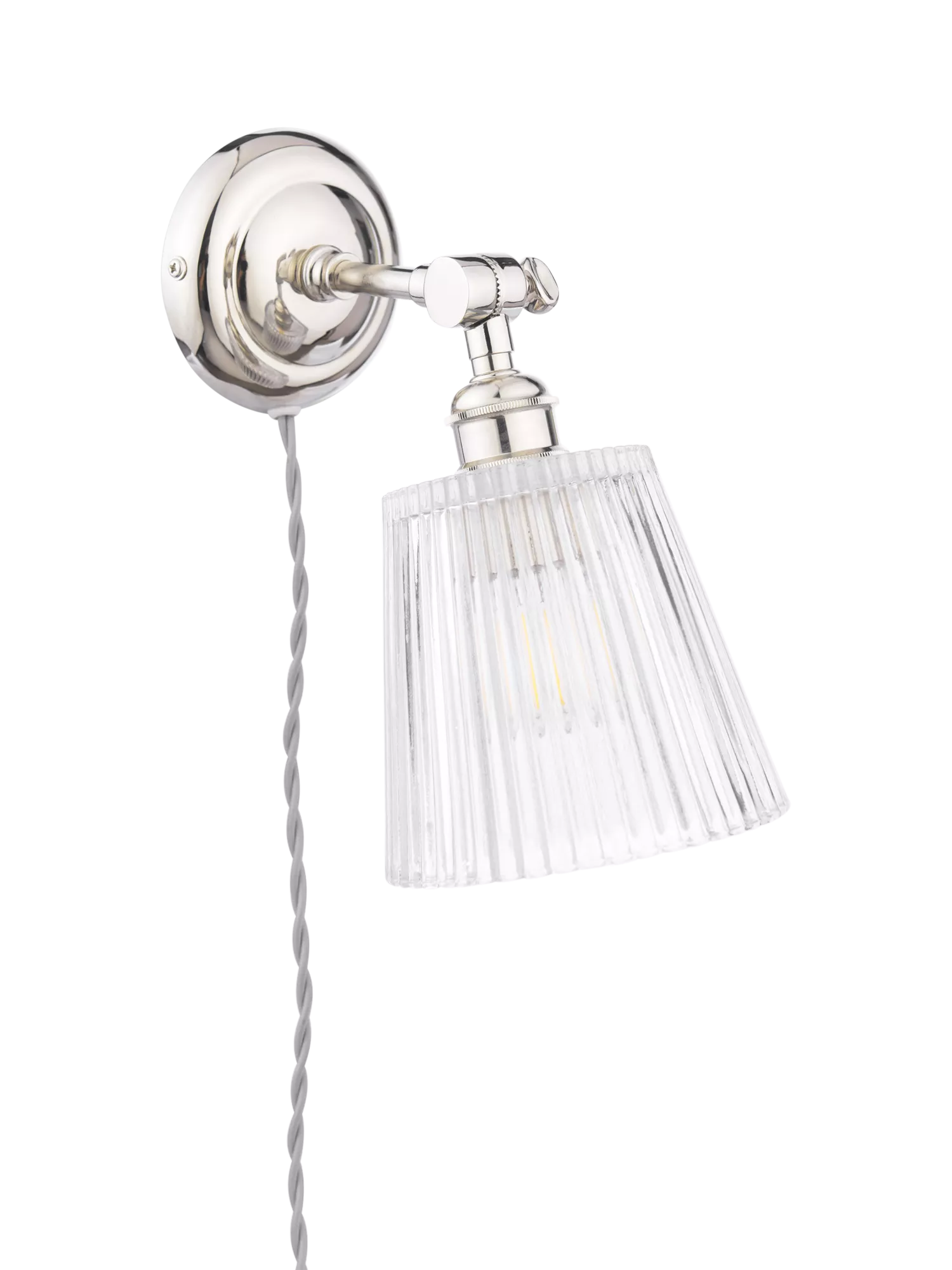 Laura Ashley Callaghan wall light in polished nickel and clear glass, UK version