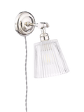 Laura Ashley Callaghan wall light in polished nickel and clear glass, UK version