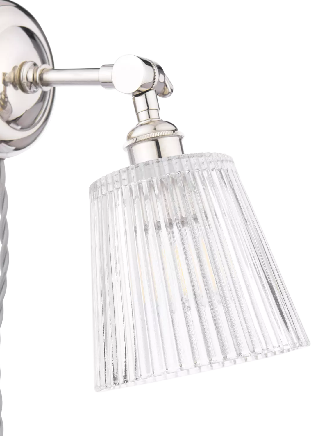 Laura Ashley Callaghan wall light in polished nickel and clear glass, UK version