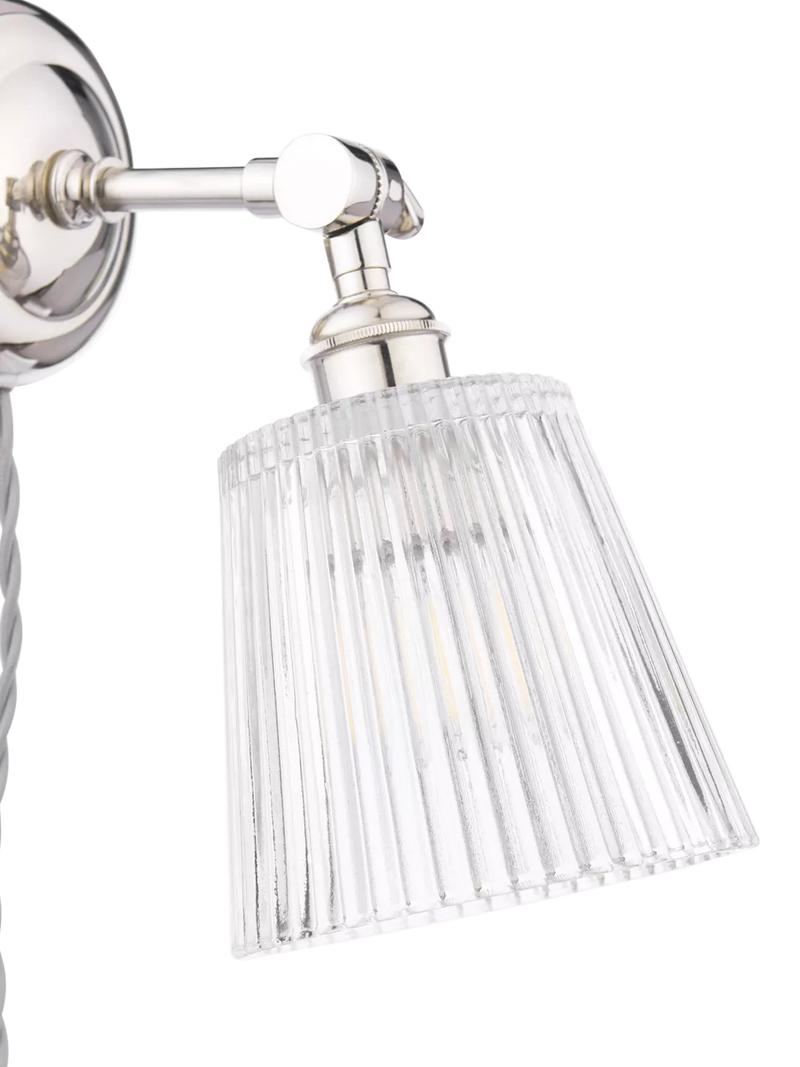 Laura Ashley Callaghan wall light in polished nickel and clear glass, UK version