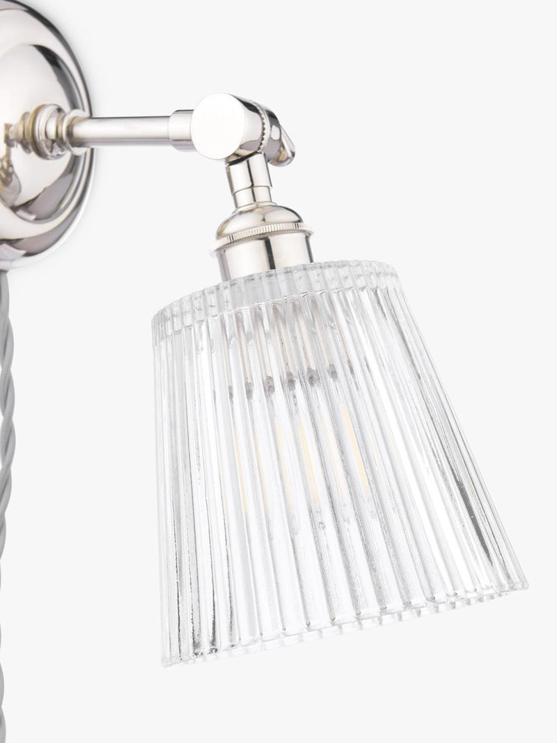 Laura Ashley Callaghan wall light in polished nickel and clear glass, UK version
