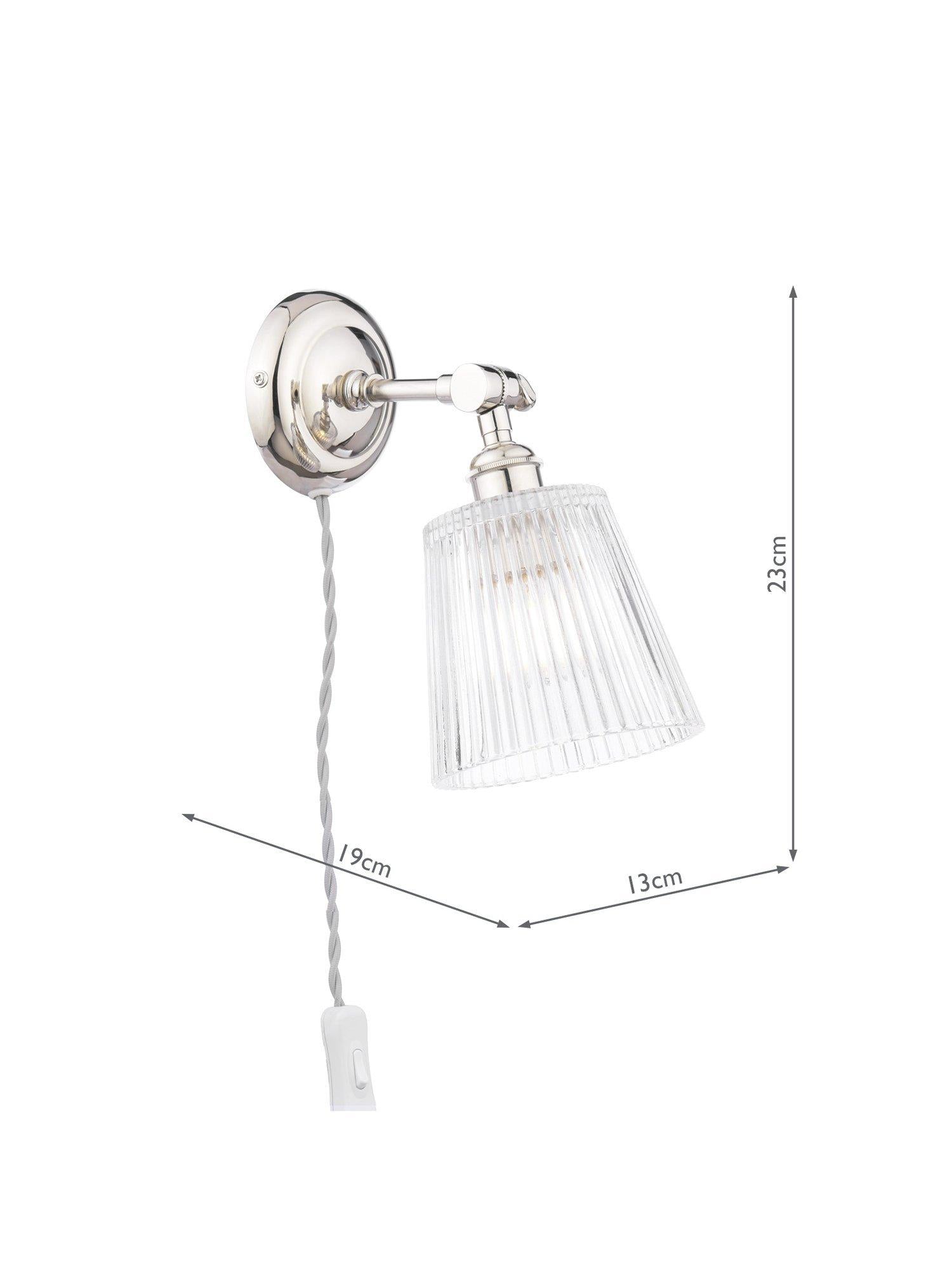 Laura Ashley Callaghan wall light in polished nickel and clear glass, UK version