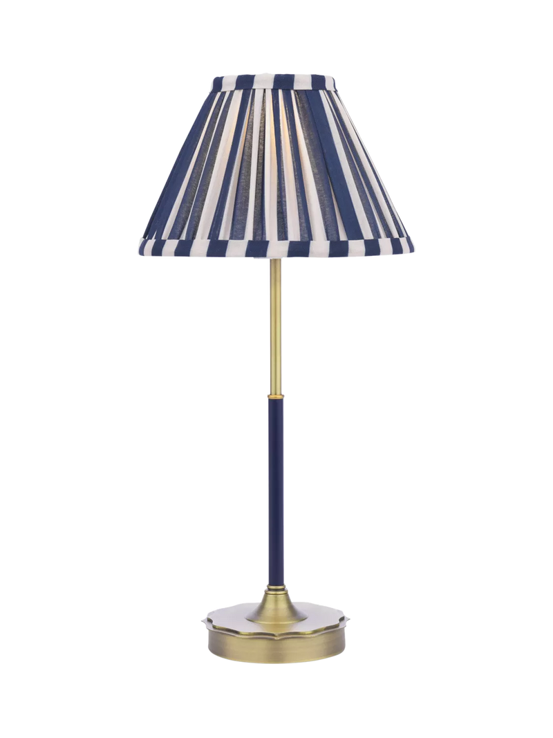 Laura Ashley Denwick table lamp metallic bronze with striped shade - British product