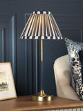Laura Ashley Denwick table lamp metallic bronze with striped shade - British product