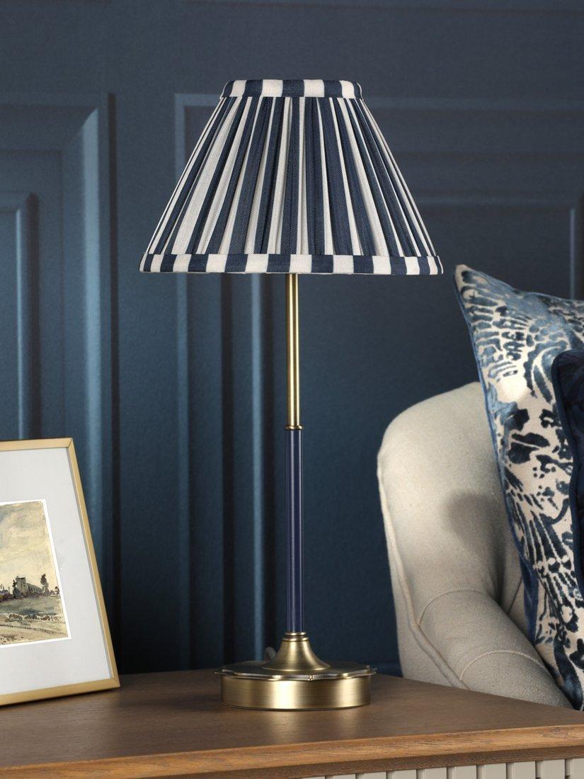 Laura Ashley Denwick table lamp metallic bronze with striped shade - British product