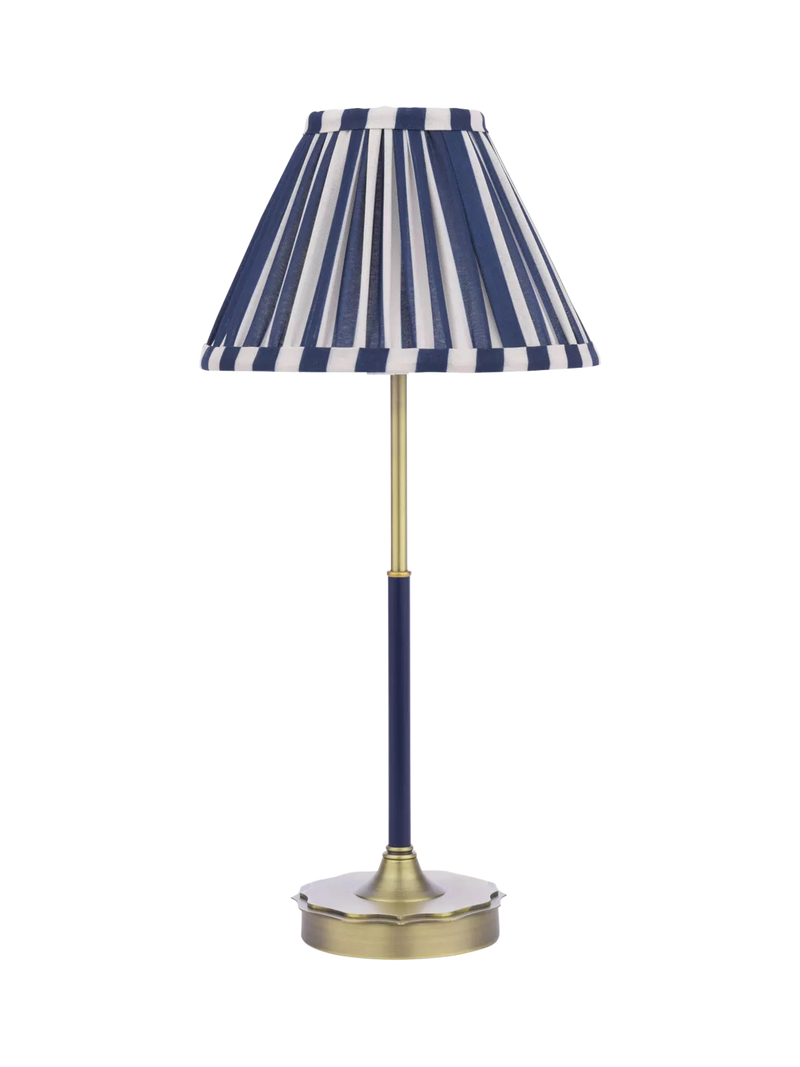 Laura Ashley Denwick table lamp metallic bronze with striped shade - British product