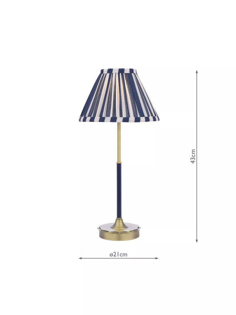 Laura Ashley Denwick table lamp metallic bronze with striped shade - British product