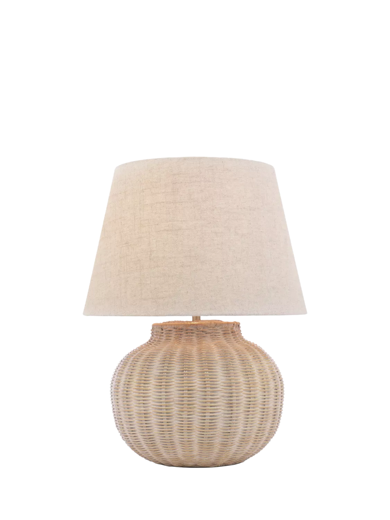 Laura Ashley rattan table lamp natural linen shade, imported from the UK