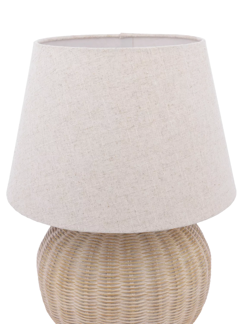 Laura Ashley rattan table lamp natural linen shade, imported from the UK