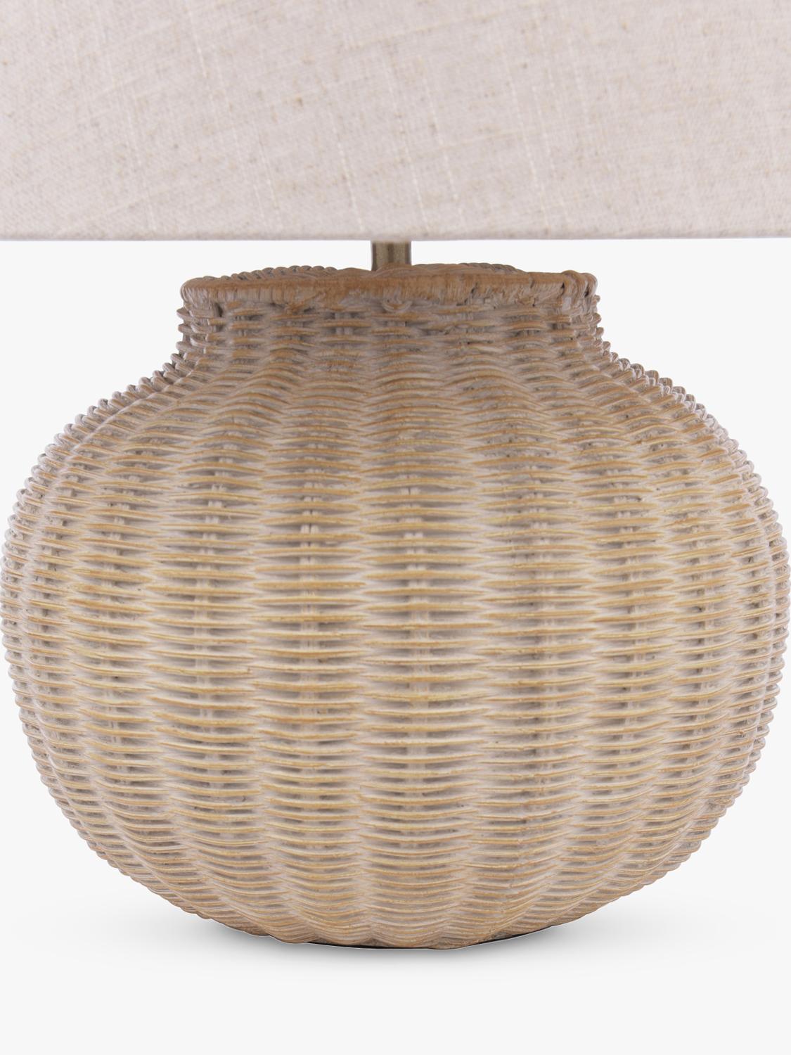 Laura Ashley rattan table lamp natural linen shade, imported from the UK