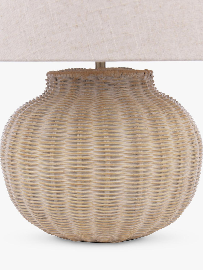 Laura Ashley rattan table lamp natural linen shade, imported from the UK