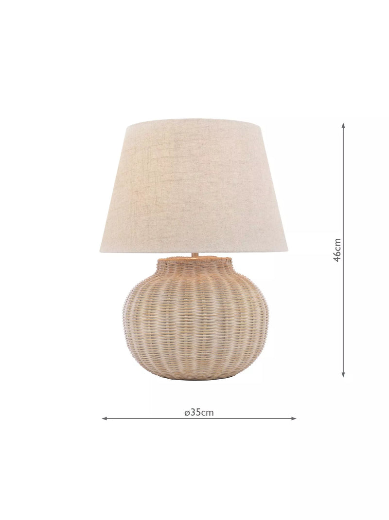 Laura Ashley rattan table lamp natural linen shade, imported from the UK